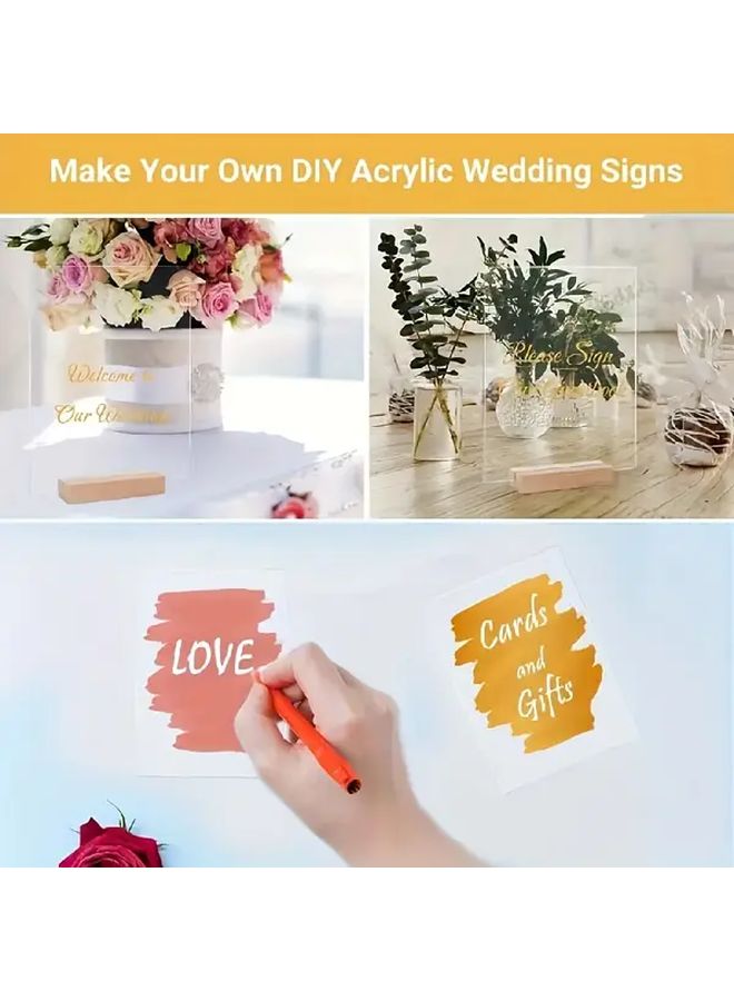 Transparent Acrylic Sign Board With Wooden Stand 3 94x5 5 Inches DIY Wedding Table Sign - Image 4